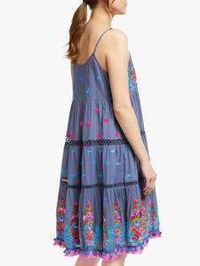 Robe courte brodée Hue classique, nouveau Look, Design rétro pour femmes, jaune, tunique à bretelles en Spaghetti, - Product Image 3