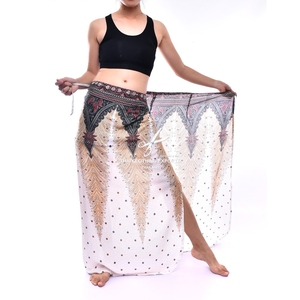 Pantalon sarong imprimé paon, pantalon portefeuille, pantalon de plage - Product Image 1