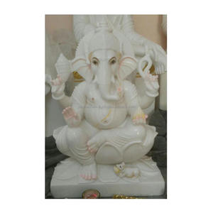 Estatua de Ganesha de mármol blanco brillante, para el Templo del hogar - Product Image 1