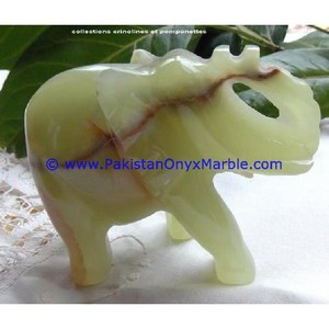 Statue d'éléphant en onyx vert sculpté sur mesure au meilleur prix - Product Image 2