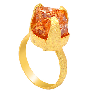 แหวนชุบทองสเตอร์ลิง925เนื้อหยาบของแท้สีเหลืองมะนาวทำด้วยมือเครื่องประดับแฮนด์เมดขายส่งผลิต Casa de Plata - Product Image 2