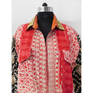 Sexy Designer Vintage Kantha <b>Jacket</b> Cotton <b>Shirt</b> Style Short Coat <b>Women</b> Wear blazer <b>Jackets</b> - Product Image 3