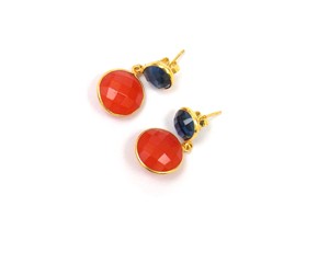 Pendientes de aro hechos a mano de cornalina y Lolita de moda con acabado de oro y piedras preciosas con chapado en oro, joyería única - Product Image 4