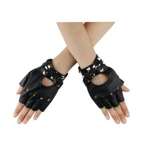 Guantes de baile en Barra de medio dedo personalizados para mujer, bordado de diamantes de imitación, cuero PU, piel de vaca, entretenimiento deportivo para bailarinas - Product Image 1