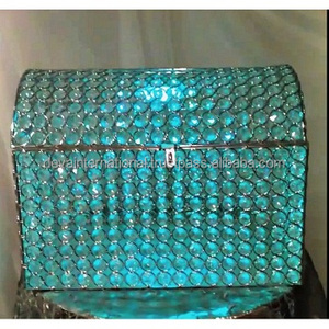 กล่องใส่การ์ดพรีเมียม,กล่องใส่บัตรดีไซน์ขนาดเล็กประดับงานแต่งงานงานเลี้ยงคริสตัลสีเงิน - Product Image 6