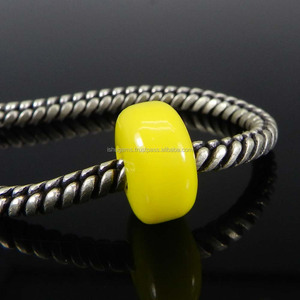 Roundel-Cuentas de GEMA de Calcedonia amarilla, lisas, agujero grande, 14x8x5mm, IG5362 - Product Image 2