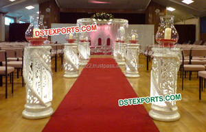 Accesorios de fibra de pavo real para pasarela, decoración de camino de boda, Pedestel de fibra blanca - Product Image 6