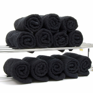 Asciugamani Neri Personalizzati con Logo <span class=keywords><strong>per</strong></span> Salone di Bellezza, Resistenti alla Decolorazione, 100% <span class=keywords><strong>Cotone</strong></span>, <span class=keywords><strong>per</strong></span> Barbiere e Spa - Product Image 2