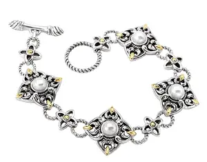 天然珍珠首饰925纯银首饰制造商采用双钢板古董完成大溪地珍珠手链