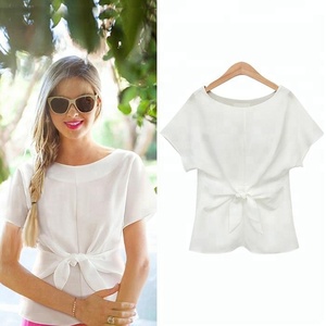 Mode femmes En Mousseline De Soie Lâche Tops Chemise À Manches Courtes Chemisier Décontracté - Product Image 4