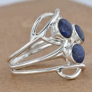 925 bague en argent Sterling avec argent plaqué bleu saphir pierre gemme bague bijoux lunette réglage classique à la mode bague pour les femmes - Product Image 3