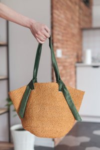 Bolso de rafia de punto vintage con cierre de cremallera, correas de forro de algodón, accesorio de mango elegante - Product Image 4