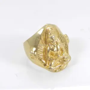 Lord buddha gold plated solid designer handcraft fancy ring (us size)