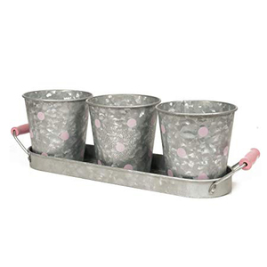 กระถางโลหะชุบสังกะสีพร้อมถาด - Product Image 1