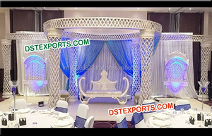 Mandap de cristal moderno de color personalizado Mandap de cuatro pilares para boda con fácil montaje y tamaño personalizable - Product Image 3
