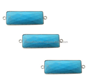 Colgantes y Dijes de Turquesa Azul, Conector de Piedra Preciosa, Chapado en Oro y Plata, Joyería Clásica de Moda, Certificado por Terceros, Unisex - Product Image 1