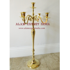 Bougeoir vintage Offre Spéciale à 5 bras en aluminium finition or pour décoration de table de mariage ou à usage domestique - Product Image 1