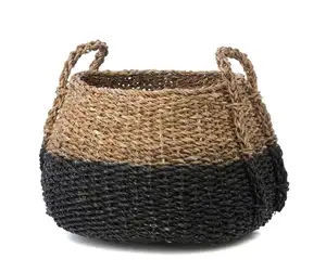 Water hyacinth straw basket with lid handmade crafts vietnam Water Hyacinth Basket wholesale