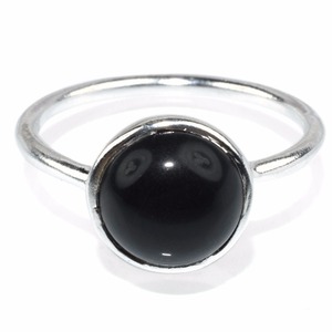 Bague ronde amusante en argent Sterling 925 noir Onyx, bijoux en argent, bijoux en argent avec pierres précieuses - Product Image 3