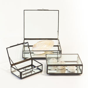 สไตล์วินเทจโลหะทองเหลืองและกระจกใสมิเรอร์เงากล่องเครื่องประดับกรณีการแสดงผล - Product Image 1