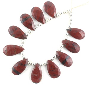Mejor calidad 1 filamento Natural de piedras preciosas de jaspe rojo anillo de forma de pera Briolette de fabricación de la joyería piedra de corte estilo - Product Image 2