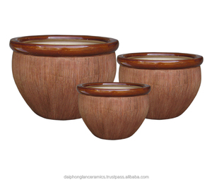 Vietnamese handmade glazed indoor Ceramic Flower Pots / white Clay Pot for Desktop Home Decor Garden Supplies - Product Image 1