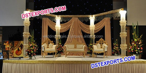 Muslim Nikah Gold <b>Crystal</b> Stage <b>Set</b> Indian Wedding Reception Stage Fiber <b>Crystal</b> Stage <b>Set</b> - Product Image 2