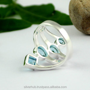 925แข็งเงินสเตอร์ลิงแหวนห่อที่ไม่ซ้ำกันด้วยพลอยบุษราคัมสีฟ้าธรรมชาติเครื่องประดับที่ดีงานแต่งงานของผู้หญิงของขวัญวันวาเลนไทน์ของขวัญสำหรับเธอ - Product Image 2