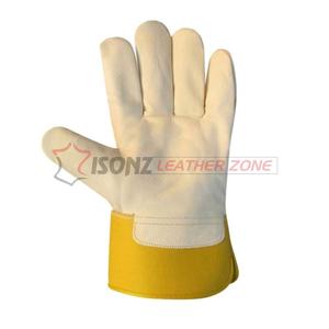 Guantes de Trabajo ISONZ Leather Zone de Piel de Becerro, Anti-Impacto, Anti-Golpes, con Puño Reforzado de Goma y Forro de Algodón - Product Image 4