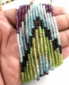 Collar Unisex de Piedras Preciosas de Turmalina Multicolor Natural con Cuentas Geométricas Microfacetadas de Calidad Fantástica, Estilo Religioso, América - Product Image 2