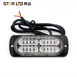 Luz de led estroboscópica de 12v-24v, luz de aviso led vermelha e branca, âmbar, 20 peças, 10w, para carro