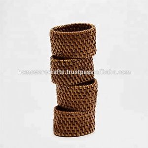 Miel brun porte-serviettes En Rotin décoration de mariage porte-bague - Product Image 5