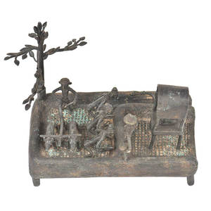 Main En Laiton Village Scène L'agriculture Vitrine Sculptures Figurine Statue Déclaration Pièces 7x4.75 cm NSP-02 - Product Image 3