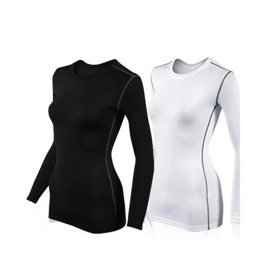Женская компрессионная рубашка с длинными рукавами для спортзала, йоги и фитнеса с пользовательским логотипом