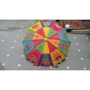 Parasol de jardin en broderie rajasthani soleil et soleil, motif paon, fait main, parasol de mariage, parasol de patio extérieur fait main, indien - Product Image 6