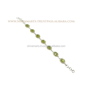 El yapımı 925 ayar gümüş Peridot taş bilezik erkekler ve kadınlar için hediye takı tedarikçisi - Product Image 2