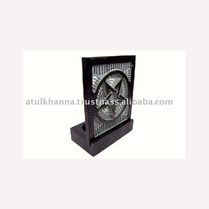 <b>Black</b> Stone Made Tea-Light Candle <b>Lamp</b> For Decoration - Product Image 1