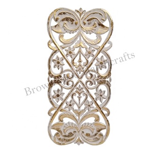 Panel de decoración de pared de madera MDF de color lámina de oro Panel de pared Rectangular decorativo de arte de pared tallado de madera antigua a precio mayorista - Product Image 1
