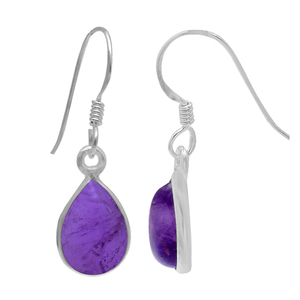Pendientes colgantes de gancho de Plata de Ley 925 al por mayor con piedra preciosa de amatista púrpura Pera, joyería Unisex para mujer, piedra principal de oro de 18 quilates - Product Image 2