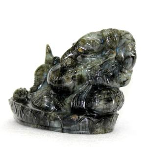 Venta caliente tallada a mano Ganesha estatua estatuilla Labradorita Natural decoración del hogar escultura religiosa de piedras preciosas - Product Image 3