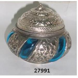 Verre bleu et support de photophore votif en métal pour l'article de décoration à la maison - Product Image 2