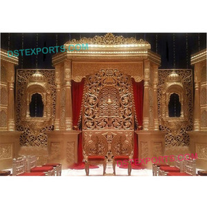 Escenario de Boda de Lujo Estilo Rajasthani Jharokha con Paneles de Fibra, Escenario de Boda Estilo Hindú Shahi Rajwada, Escenario de Boda Jhrokha para Eventos en Tennessee - Product Image 1