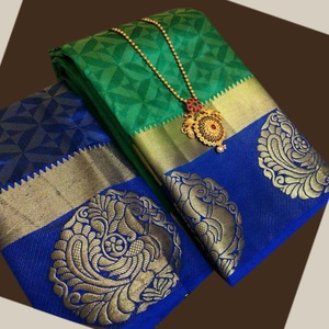 ชุดปาร์ตี้ออกแบบด้วยการทอผ้าขอบ Kanjivaram สไตล์ Saree ด้วยรูปลักษณ์ที่ดี - Product Image 2