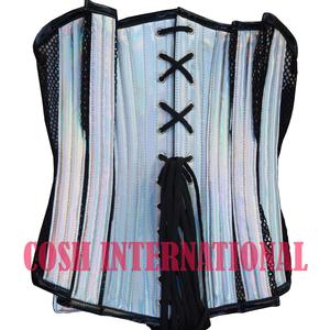 Latest Articles of <b>Underbust</b> Steelboned Holo PVC <b>Corset</b> Breathable Fitness Dress With Black Mesh for Customized Waist Training - Product Image 2