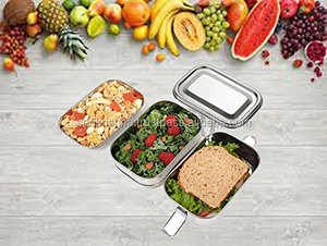 2024 Best Wholesale Prices Top Seller Vintage <b>Double</b> <b>Decker</b> Stainless Steel Bento Tiffin <b>Box</b> Office Adult Rectangle Food - Product Image 3
