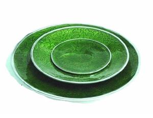Venta caliente Floral Relieve Cuenco de aluminio fundido con esmalte verde Esmalte de aluminio Cuenco para servir Ensalada Esmalte Cuenco para servir - Product Image 2