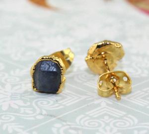 Boucles d'oreilles labradorite pour femmes, bijoux en pierre précieuse, look naturel, pierre précieuse, laiton, or jaune, plaqué, pour les jours, fait à la main, tendance - Product Image 3