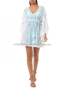 Superbe boho hippie Empire taille casual caftan femmes Sexy Aari brodé gland dentelle ourlet droit Cool été Resort couverture - Product Image 2