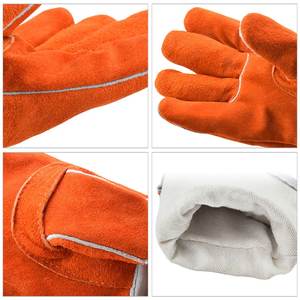 Guantes de soldadura de cuero de vaca unisex de alta resistencia, doble panel para protección de manos, guantes de trabajo de seguridad para hombres y mujeres - Product Image 6