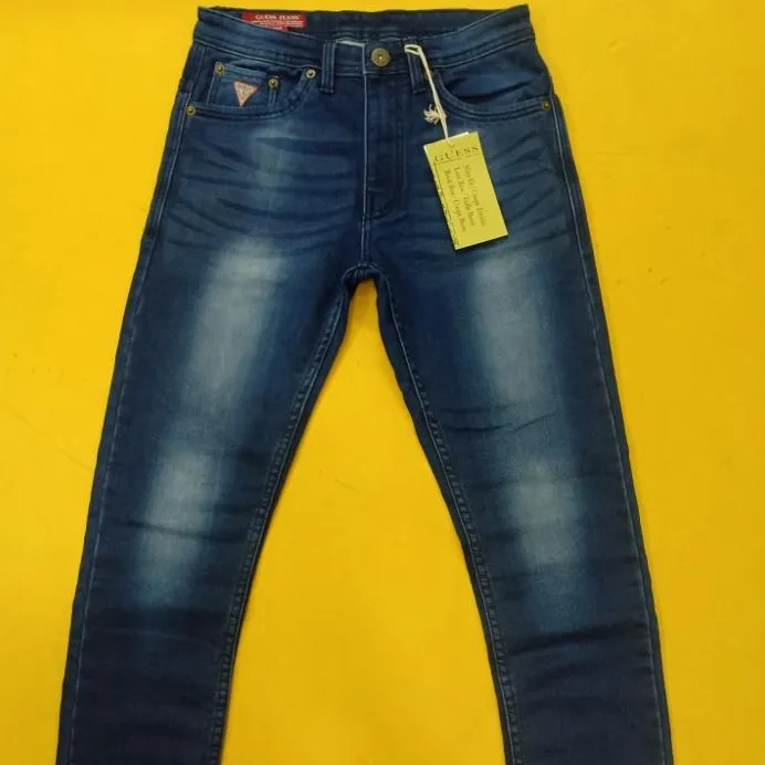 Premium Quality Stock Branded Labels Men's Authentic Regular Straight Jeans Zip Fly Elastic Waist Bangladeshi Surplus/Stock Lots